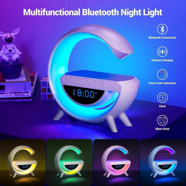BT-3401 Wireless Phone Charger Bluetooth Speaker With RGB Lighting Alarm Clock, FM Radio