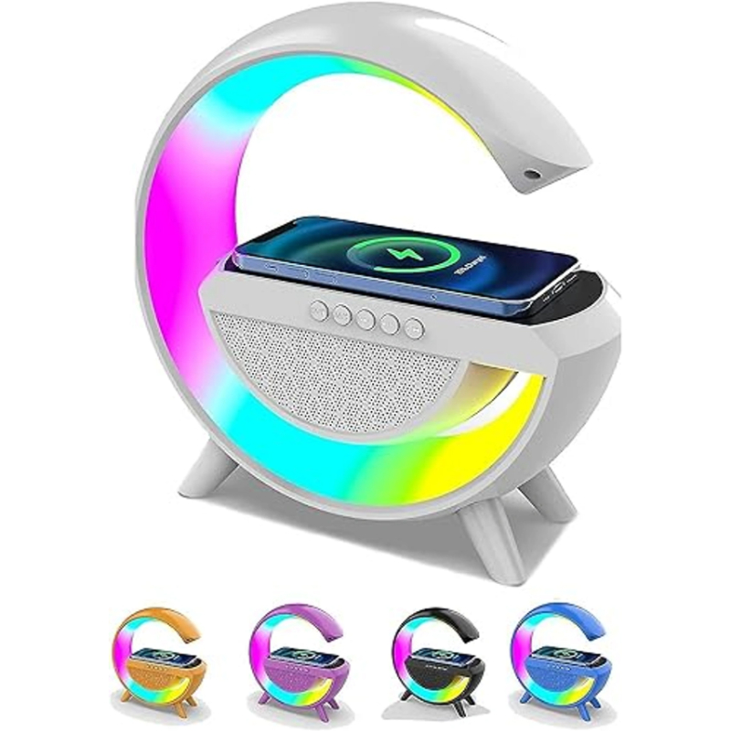 BT-2301 Wireless Phone Charger Bluetooth Speaker With RGB Lighting Alarm Clock, FM Radio