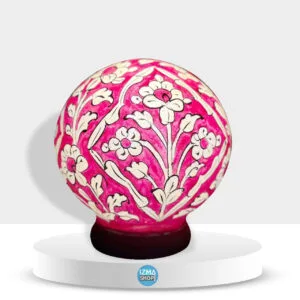 Pink Floral Globe Camel Skin Handmade Multani Lamps