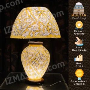 Table Lamp Handmade Camel Skin Yellow Floral